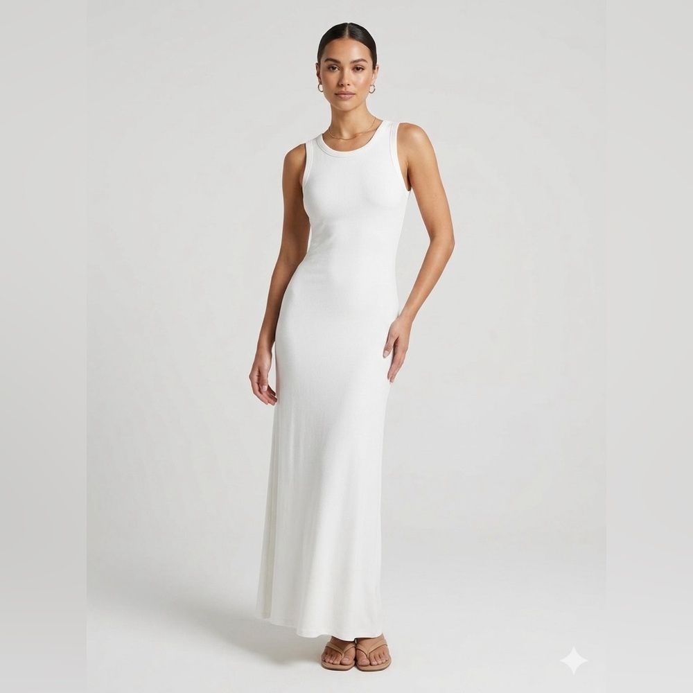 Preloved Nordstrom White Cotton Tank Maxi Dress Size Large